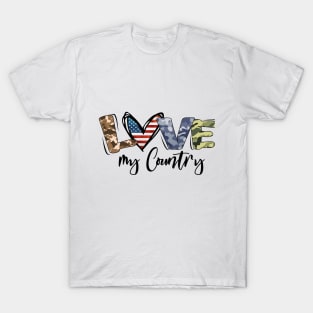 Patriotic design - Love my country USA T-Shirt